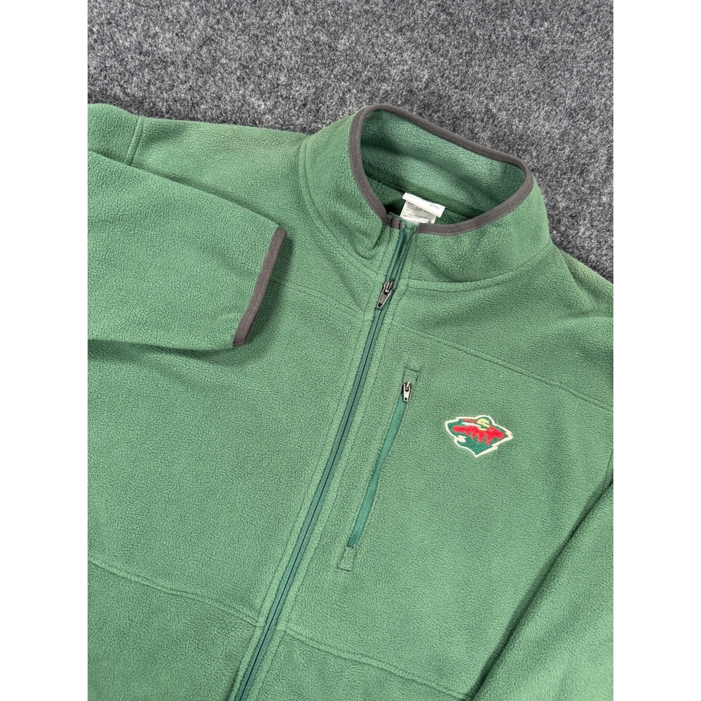 Minnesota Wild NHL Full Zip Fleece Jacket Green Hockey Embroidered Logo
